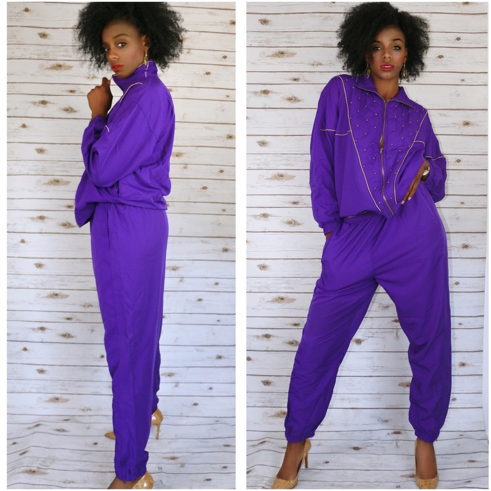 SOLD! Purple Reign Vintage Windbreaker Set
